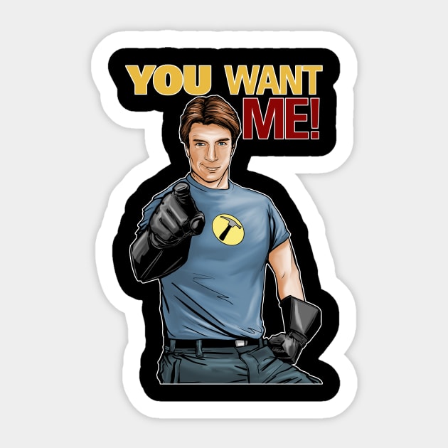 Captain Hammer Sticker by PatrickScullin